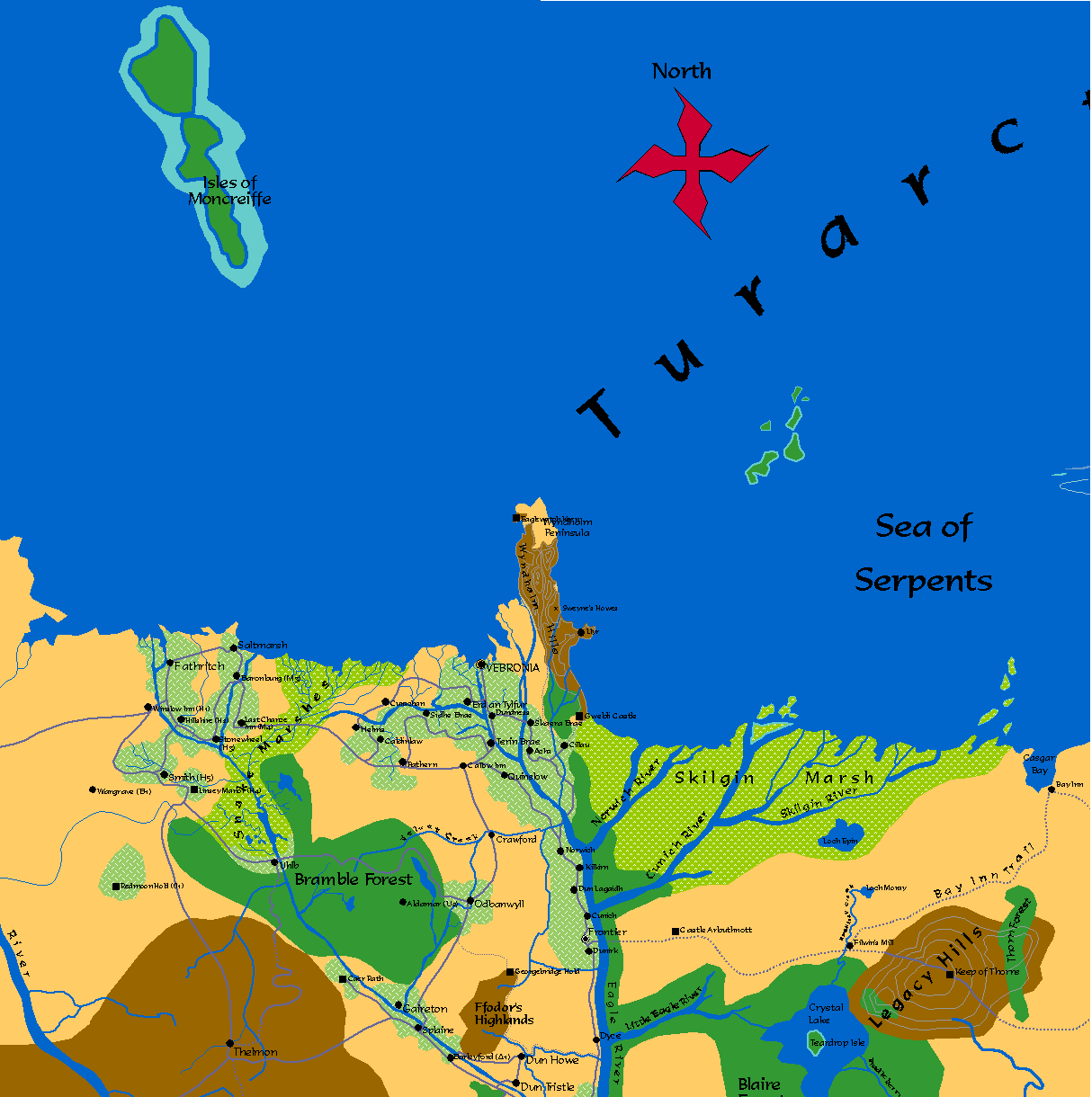 Eirbron Kingdom map - northeast corner